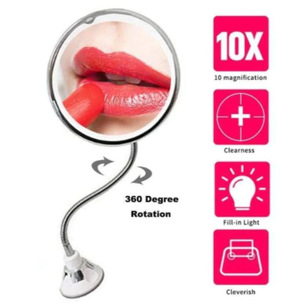 Luxora 10X Magnifying LED Lighted Flexible Mirror