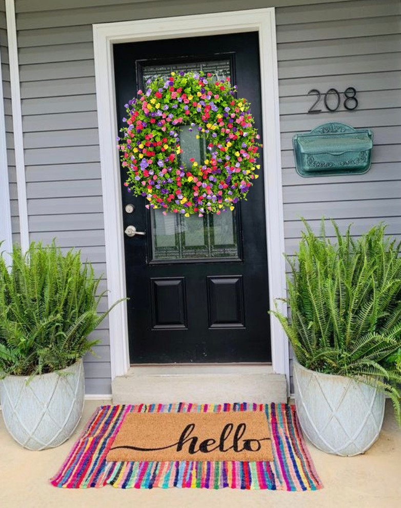 Luxora Farmhouse Colorful Cottage Wreath for Spring Decor