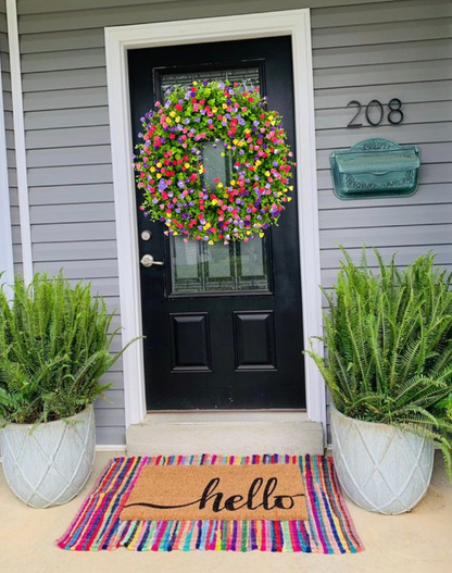 Luxora Farmhouse Colorful Cottage Wreath for Spring Decor