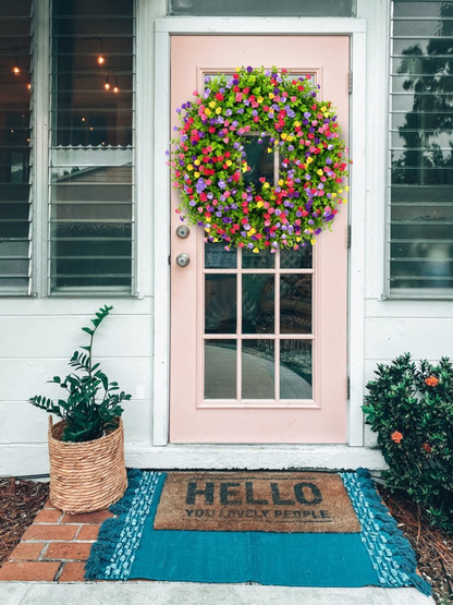 Luxora Farmhouse Colorful Cottage Wreath for Spring Decor