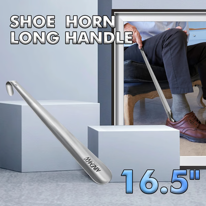 RoyaleGlow Extra Long Metal Shoe Horn – 16.5" Handle for Seniors