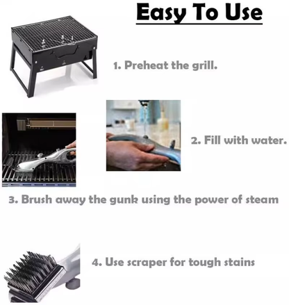 RoyaleGlow Barbecue Grill Outdoor Steam Cleaning Brush BBQ Cleaner Charcoal Scraper