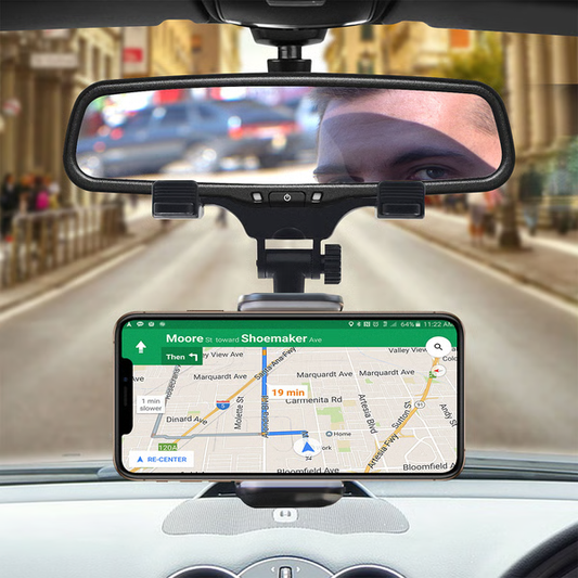 RoyaleGlow Multifunctional Rear View Mirror Phone Holder Mount