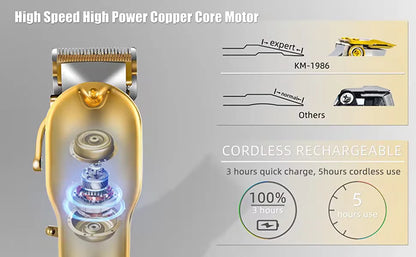 RoyaleGlow Professional Hair Clippers for Men Gold Set