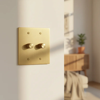 LuxRoyale Solid Brass Rotary Dimmer Switch with Knob Control for LED & Halogen
