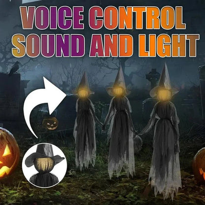 RoyaleGlow Lighted Halloween Witch Stake - Halloween Witches Decor