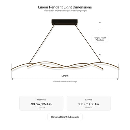 RoyaleGlow Modern  Linear LED Pendant Light - Remote Dimmable Kitchen Island Hanging Fixture