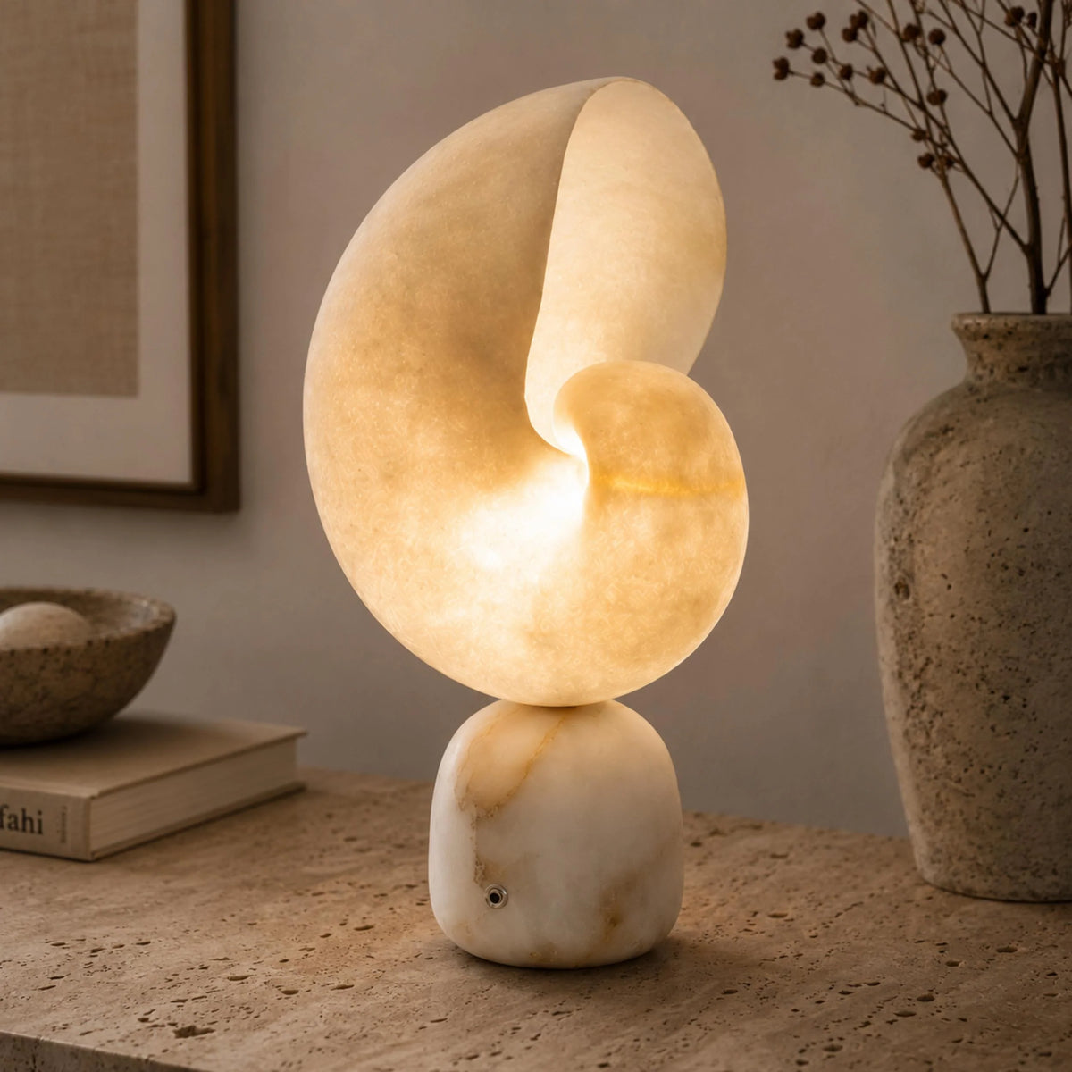 LuxRoyale Alabaster Bedside Table Lamp Dimmable USB Charging Touch Control - Royale Basic