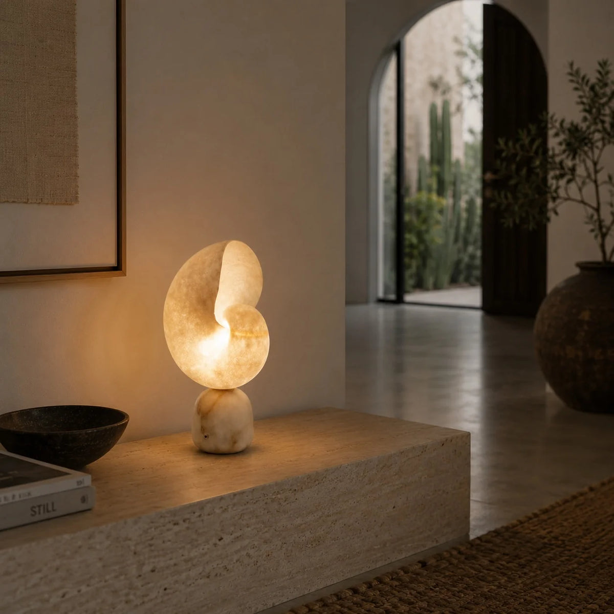 LuxRoyale Alabaster Bedside Table Lamp Dimmable USB Charging Touch Control - Royale Basic