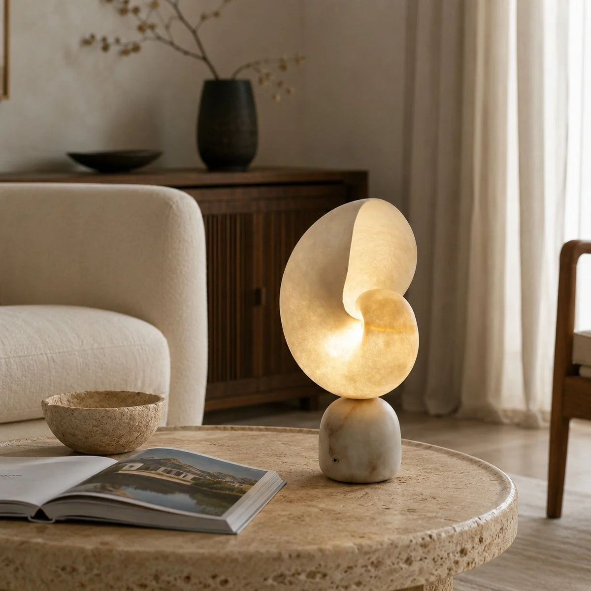 LuxRoyale Alabaster Bedside Table Lamp Dimmable USB Charging Touch Control - Royale Basic