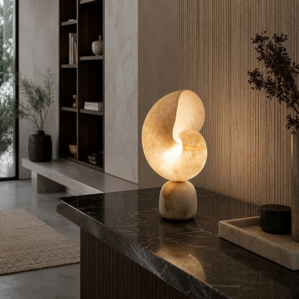 LuxRoyale Alabaster Bedside Table Lamp Dimmable USB Charging Touch Control - Royale Basic