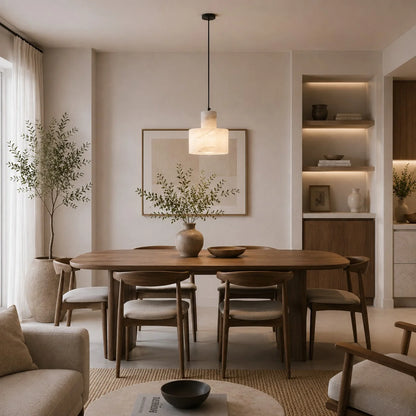 LuxRoyale Alabaster Stone Pendant Light Adjustable Hanging Lamp - Royale Basic