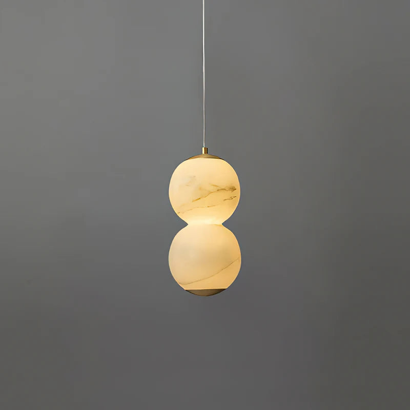 LuxRoyale Alabaster Stone Sphere Pendant Light Modern Hanging Lamp - Royale Basic