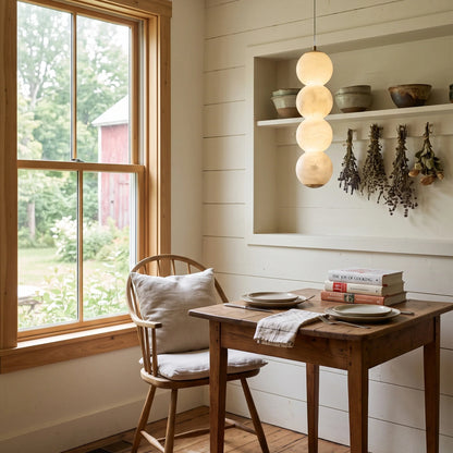 LuxRoyale Alabaster Stone Sphere Pendant Light Modern Hanging Lamp - Royale Basic