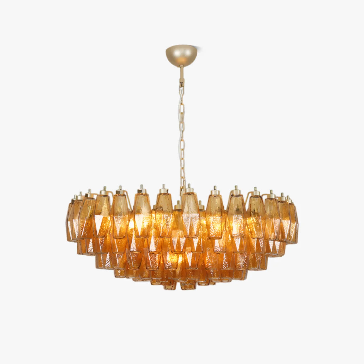 LuxRoyale Amber Murano Glass Chandelier Geometric Hanging Light Fixture - Royale Basic