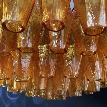 LuxRoyale Amber Murano Glass Chandelier Geometric Hanging Light Fixture - Royale Basic