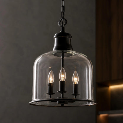 LuxRoyale Bell Shaped Glass Pendant Light Adjustable Bronze Hanging Ceiling Fixture - Royale Basic