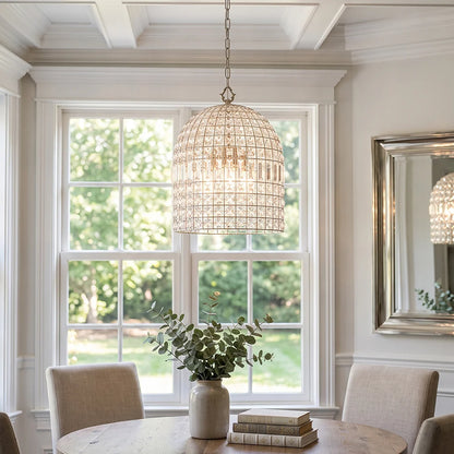 LuxRoyale Crystal Caged Pendant Lamp Woven Dome Hanging Light - Royale Basic