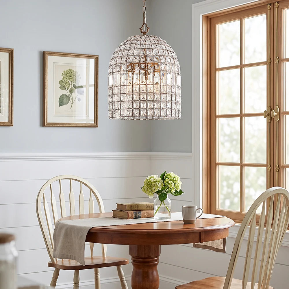 LuxRoyale Crystal Caged Pendant Lamp Woven Dome Hanging Light - Royale Basic