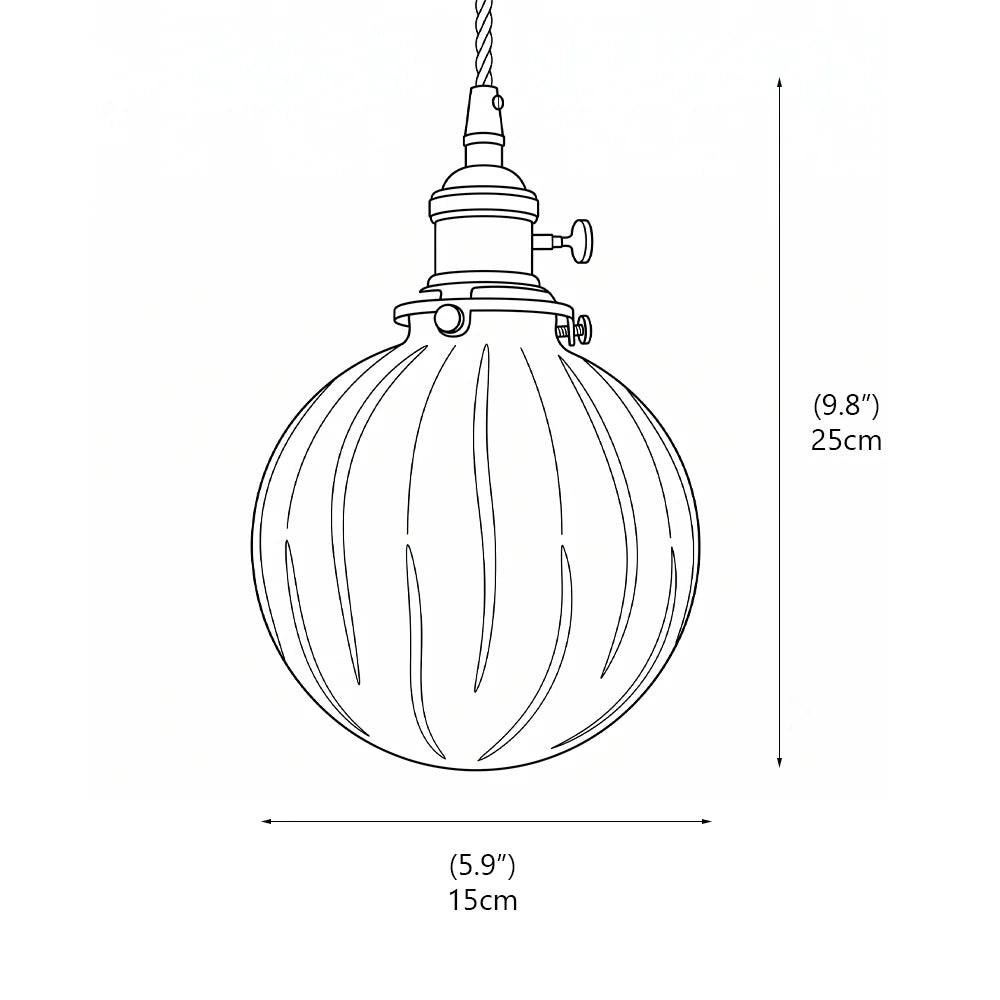 LuxRoyale Embossed Glass Globe Pendant Light Brass Hanging Lamp - Royale Basic