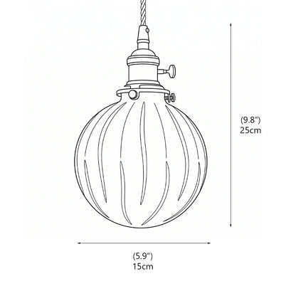 LuxRoyale Embossed Glass Globe Pendant Light Brass Hanging Lamp - Royale Basic