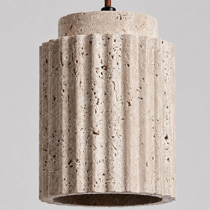 LuxRoyale Fluted Travertine Stone Pendant Light for Modern Kitchen Island - Royale Basic