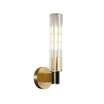 LuxRoyale Modern Brass And Ribbed Glass Wall Lamp Sconce - Royale Basic