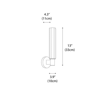 LuxRoyale Modern Brass And Ribbed Glass Wall Lamp Sconce - Royale Basic