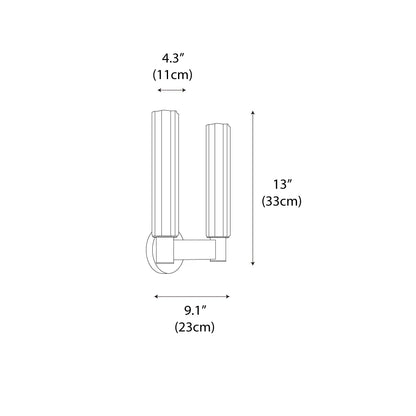 LuxRoyale Modern Brass And Ribbed Glass Wall Lamp Sconce - Royale Basic
