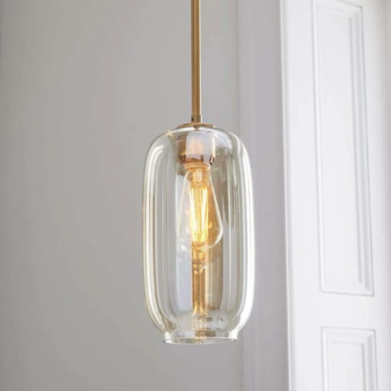 LuxRoyale Modern Brass & Sculpted Clear Glass Pendant Light for Dining Room, Bar & Cafe-Royale Basic