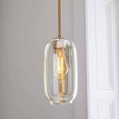 LuxRoyale Modern Brass & Sculpted Clear Glass Pendant Light for Dining Room, Bar & Cafe-Royale Basic