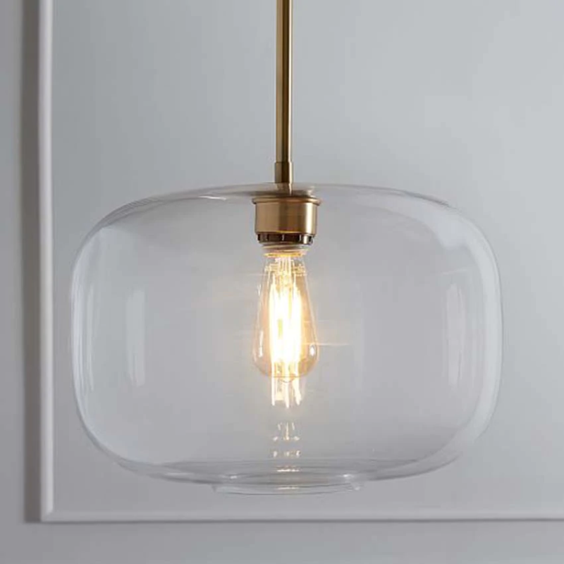LuxRoyale Modern Brass & Sculpted Clear Glass Pendant Light for Dining Room, Bar & Cafe-Royale Basic