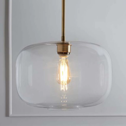 LuxRoyale Modern Brass & Sculpted Clear Glass Pendant Light for Dining Room, Bar & Cafe-Royale Basic