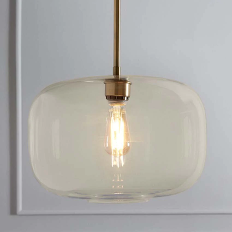 LuxRoyale Modern Brass & Sculpted Clear Glass Pendant Light for Dining Room, Bar & Cafe-Royale Basic