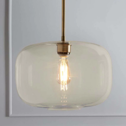 LuxRoyale Modern Brass & Sculpted Clear Glass Pendant Light for Dining Room, Bar & Cafe-Royale Basic
