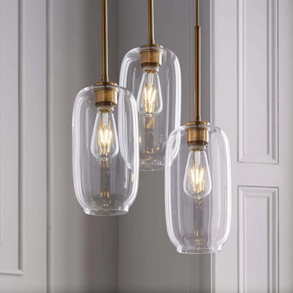 LuxRoyale Modern Brass & Sculpted Clear Glass Pendant Light for Dining Room, Bar & Cafe-Royale Basic