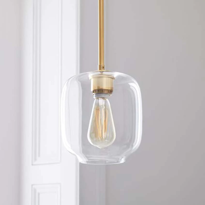 LuxRoyale Modern Brass & Sculpted Clear Glass Pendant Light for Dining Room, Bar & Cafe-Royale Basic