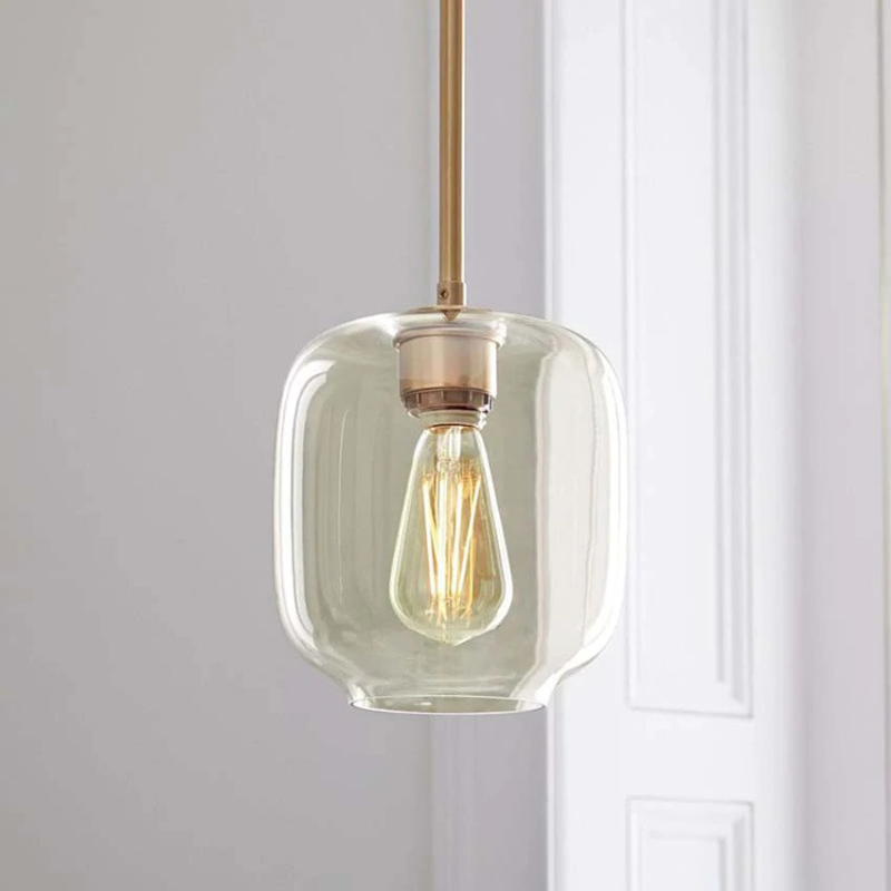 LuxRoyale Modern Brass & Sculpted Clear Glass Pendant Light for Dining Room, Bar & Cafe-Royale Basic