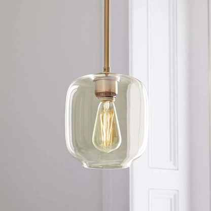 LuxRoyale Modern Brass & Sculpted Clear Glass Pendant Light for Dining Room, Bar & Cafe-Royale Basic