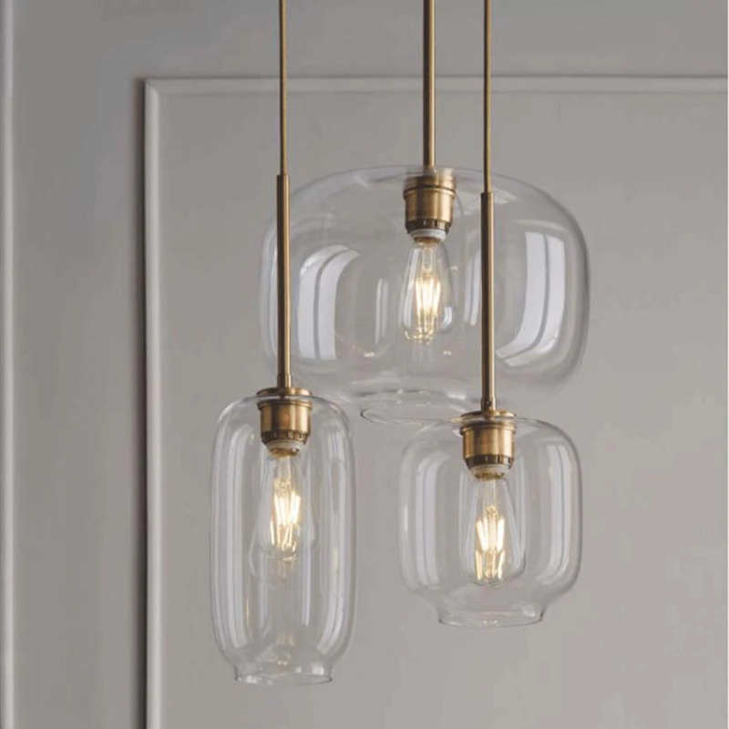 LuxRoyale Modern Brass & Sculpted Clear Glass Pendant Light for Dining Room, Bar & Cafe-Royale Basic