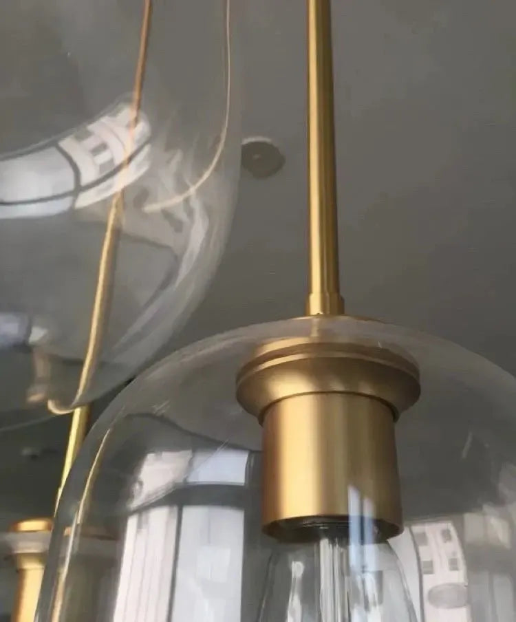 LuxRoyale Modern Brass & Sculpted Clear Glass Pendant Light for Dining Room, Bar & Cafe-Royale Basic