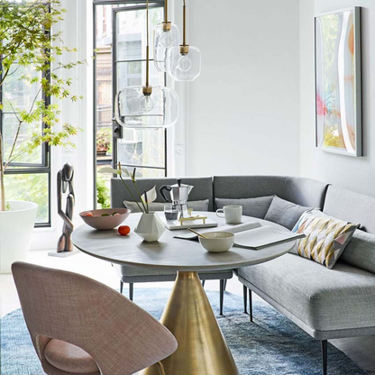 LuxRoyale Modern Brass & Sculpted Clear Glass Pendant Light for Dining Room, Bar & Cafe-Royale Basic
