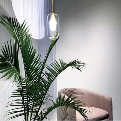 LuxRoyale Modern Brass & Sculpted Clear Glass Pendant Light for Dining Room, Bar & Cafe-Royale Basic