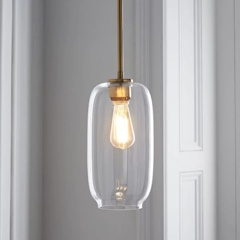 LuxRoyale Modern Brass & Sculpted Clear Glass Pendant Light for Dining Room, Bar & Cafe-Royale Basic