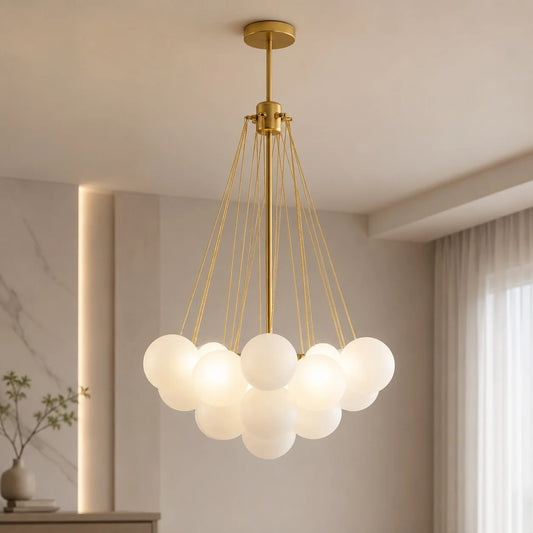 LuxRoyale Modern Glass Bubble Chandelier Hanging Light Fixture For Dining Room - Royale Basic