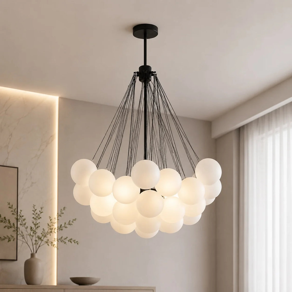 LuxRoyale Modern Glass Bubble Chandelier Hanging Light Fixture For Dining Room - Royale Basic