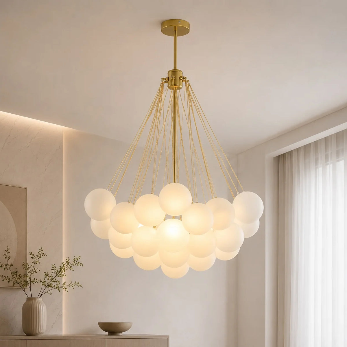 LuxRoyale Modern Glass Bubble Chandelier Hanging Light Fixture For Dining Room - Royale Basic
