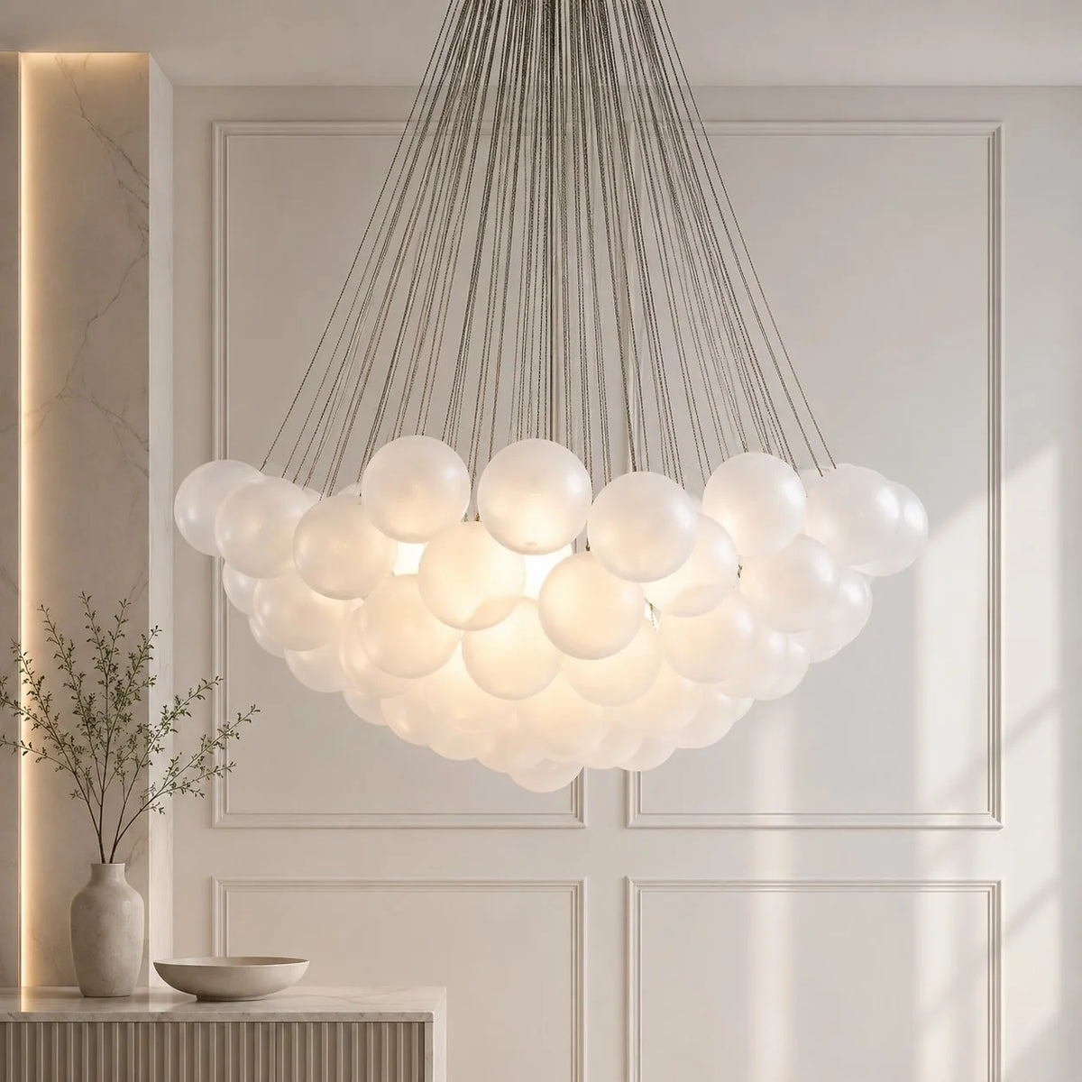 LuxRoyale Modern Glass Bubble Chandelier Hanging Light Fixture For Dining Room - Royale Basic