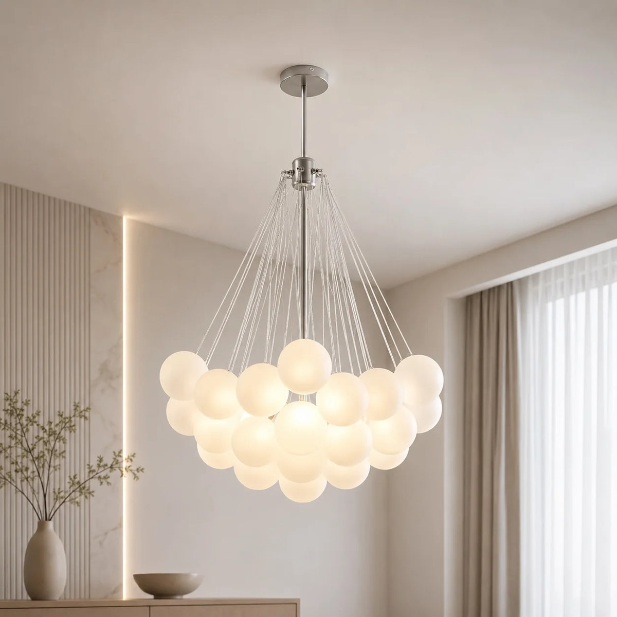 LuxRoyale Modern Glass Bubble Chandelier Hanging Light Fixture For Dining Room - Royale Basic