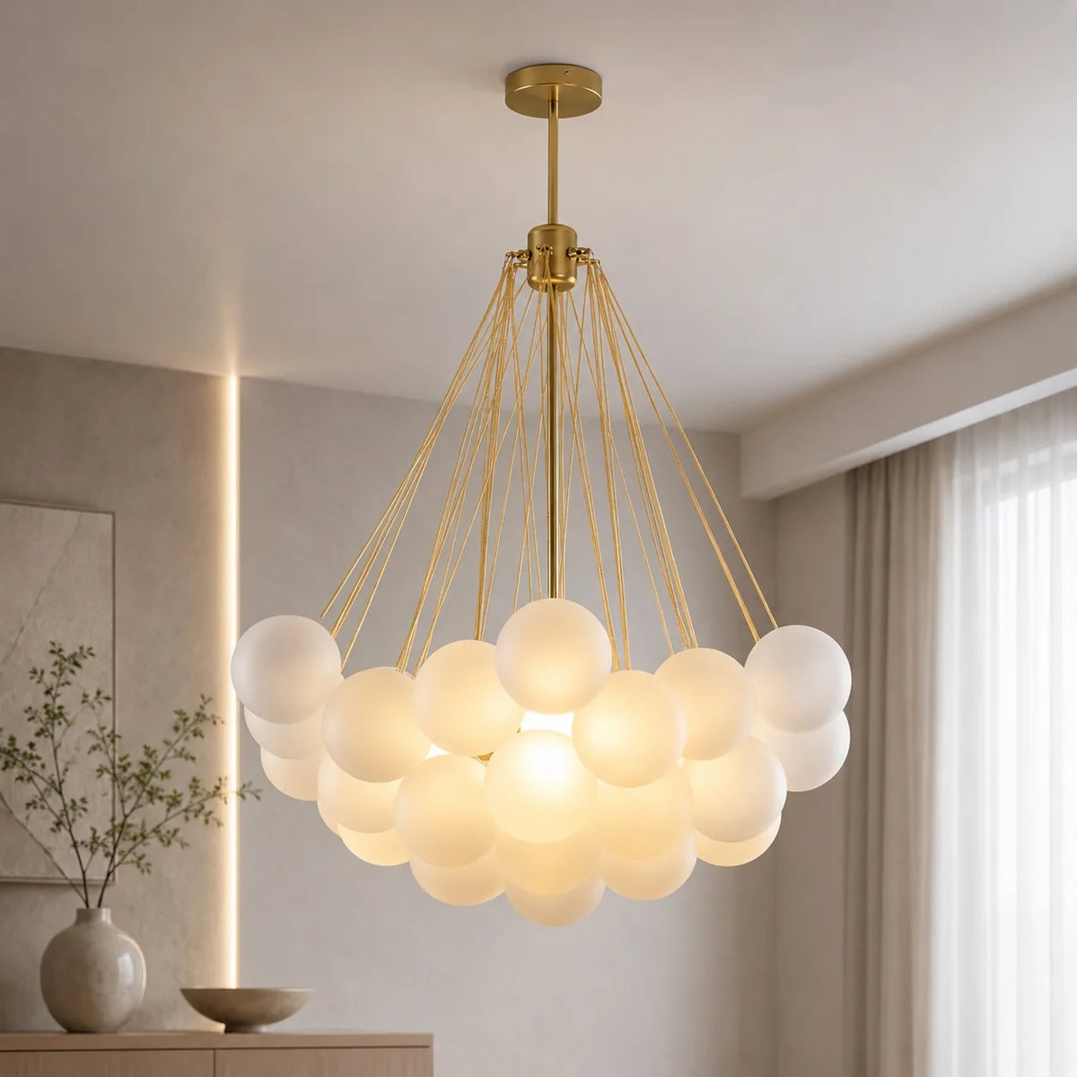 LuxRoyale Modern Glass Bubble Chandelier Hanging Light Fixture For Dining Room - Royale Basic